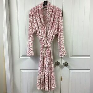 Miss Elaine Pink and White Plush Robe size X-Large